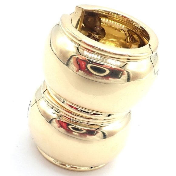 Rare! Authentic Vintage Tiffany & Co 18k Yellow Gold Wide Hoop Earrings - Picture 7 of 9